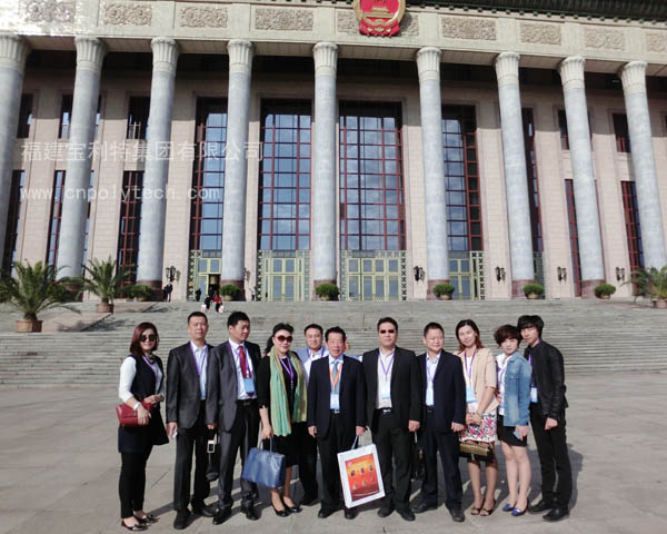 福建宝利特集团总裁陈尚泰先生与参会嘉宾于人民大会堂前合影