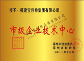 福州市经济委员会、福州市财政局授予福建宝利特集团有限公司“市级企业技术中心”